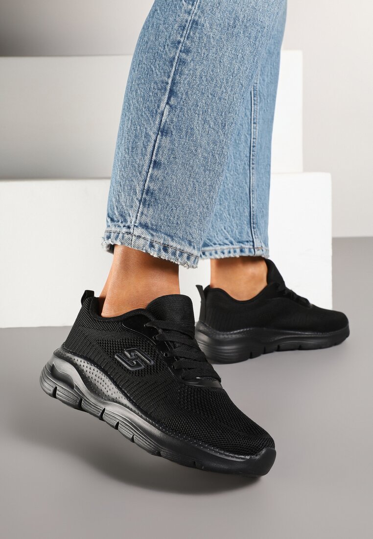 Czarne Buty Sportowe Sneakersy z Siateczki na Piankowej Podeszwie Danalisa