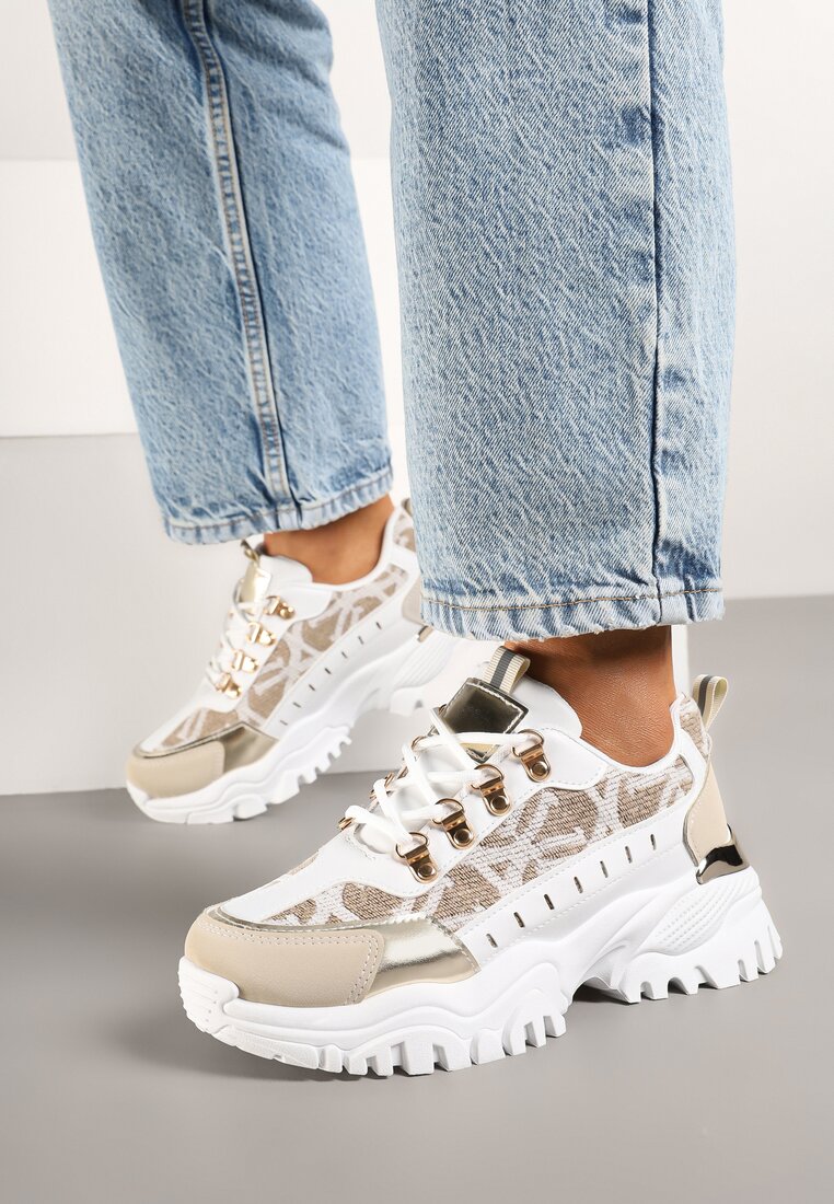 Sneakers Alb cu bej