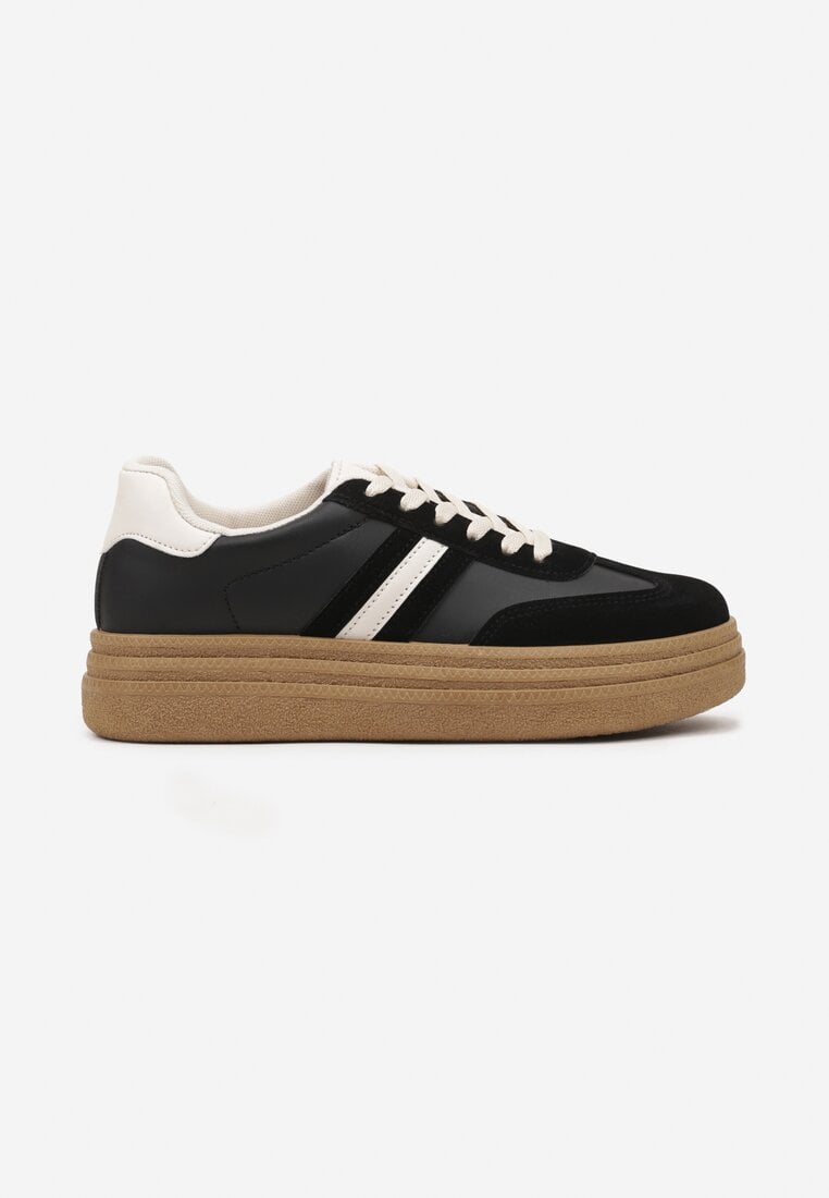Czarne Sneakersy na Platformie w Stylu Kultowych Tenisówek Gonoriel