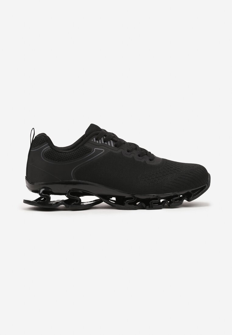 Czarno-Szare Buty Sportowe Sneakersy z Geometrycznym Zdobieniem Noramia