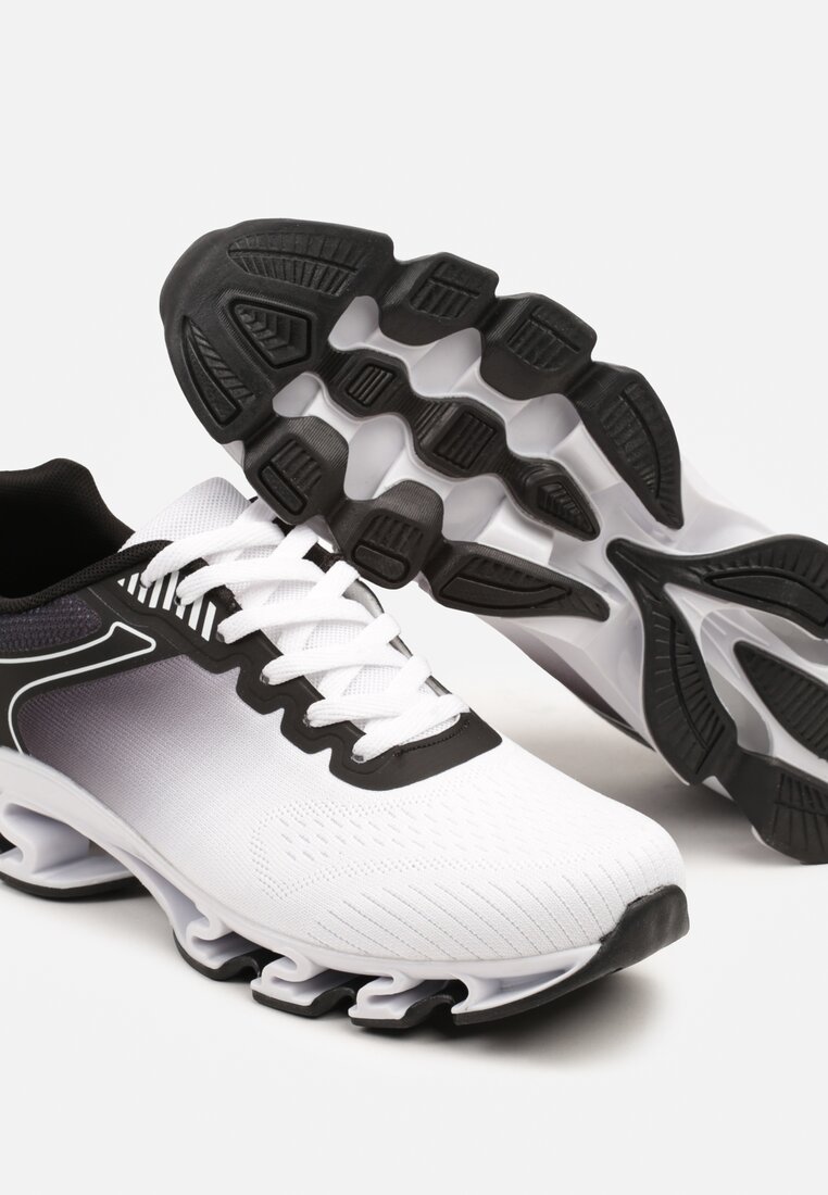 Biało-Czarne Buty Sportowe Sneakersy z Geometrycznym Zdobieniem Noramia