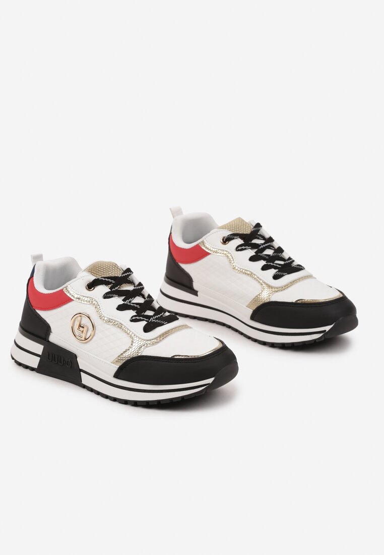 Biało-Czarne Sneakersy Ozdobione Metaliczną Aplikacją Zolamira