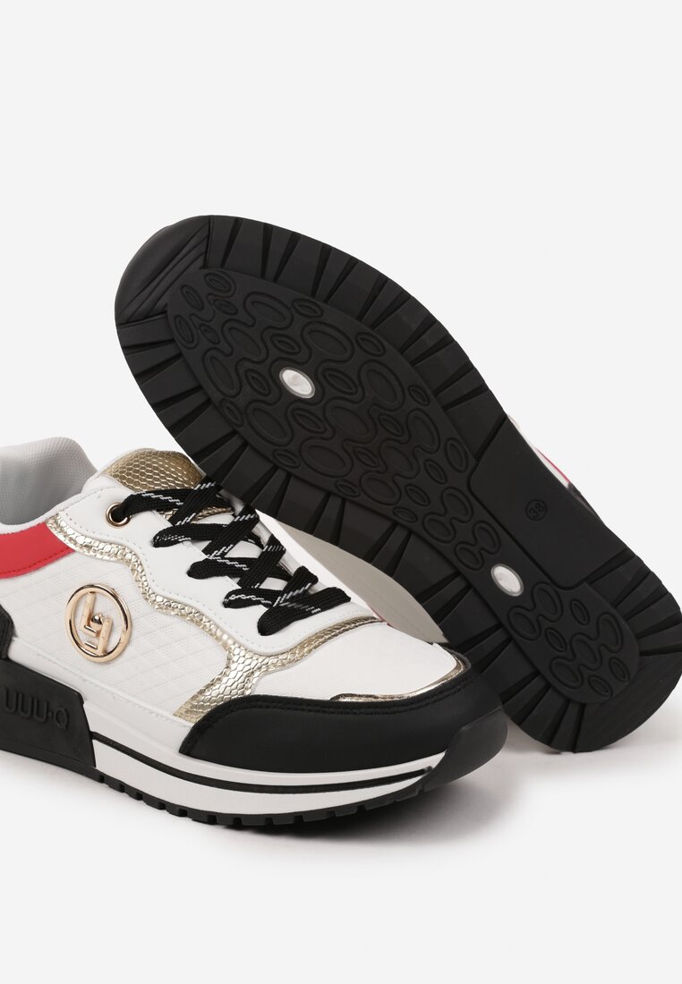 Biało-Czarne Sneakersy Ozdobione Metaliczną Aplikacją Zolamira