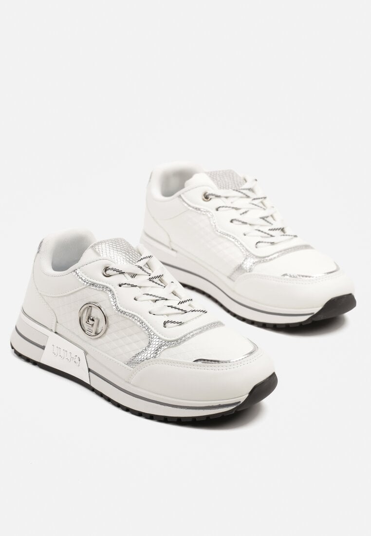 Białe Sneakersy Ozdobione Metaliczną Aplikacją Zolamira