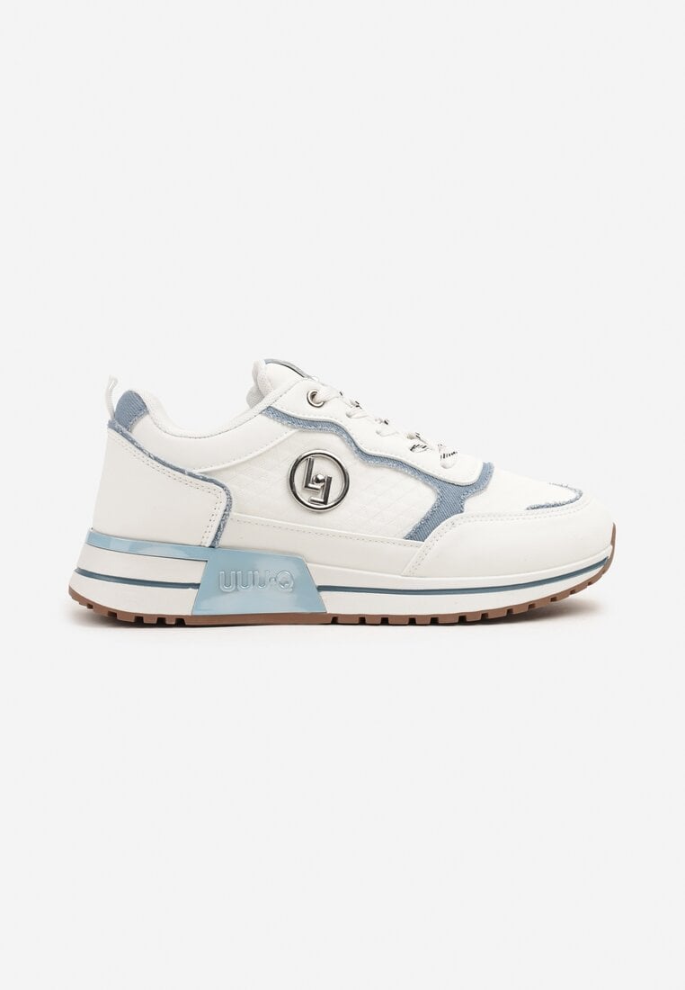 Biało-Niebieskie Sneakersy Ozdobione Metaliczną Aplikacją Zolamira