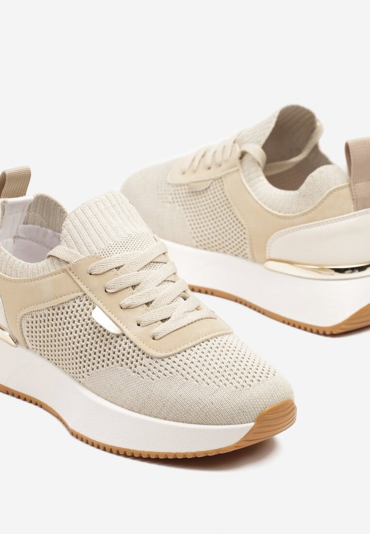 Beżowe Siateczkowe Sneakersy Dorami