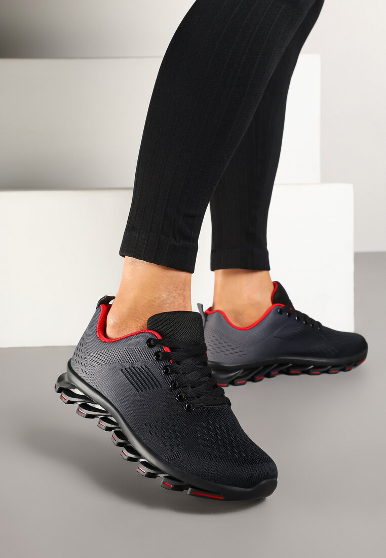 Czarno-Szare Buty Sportowe Sneakersy Ozdobione Cieniowaniem Hanetdane