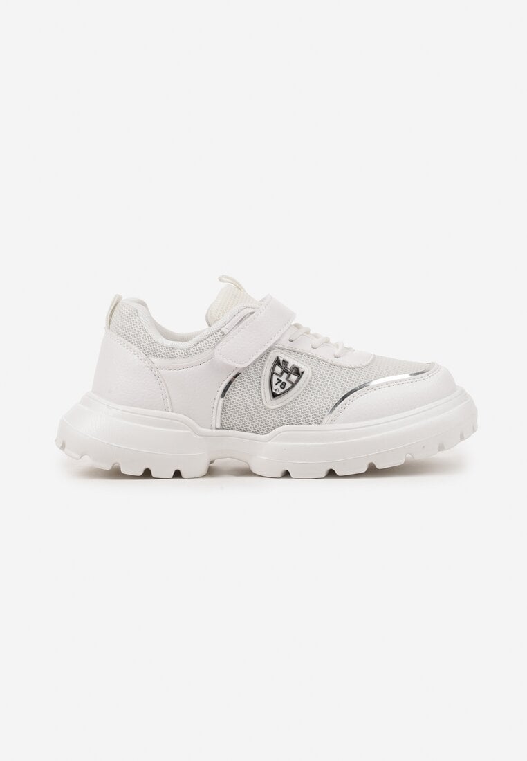 Białe Buty Sportowe Sneakersy ze Skórzaną Wkładką i Aplikacją Fonaven