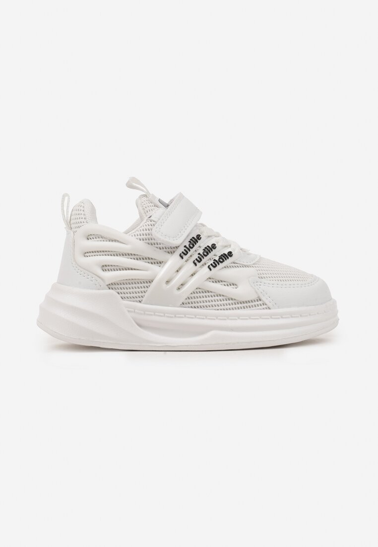 Białe Buty Sportowe Sneakersy ze Skórzaną Wkładką Ozdobione Tłoczeniem Fonorwin