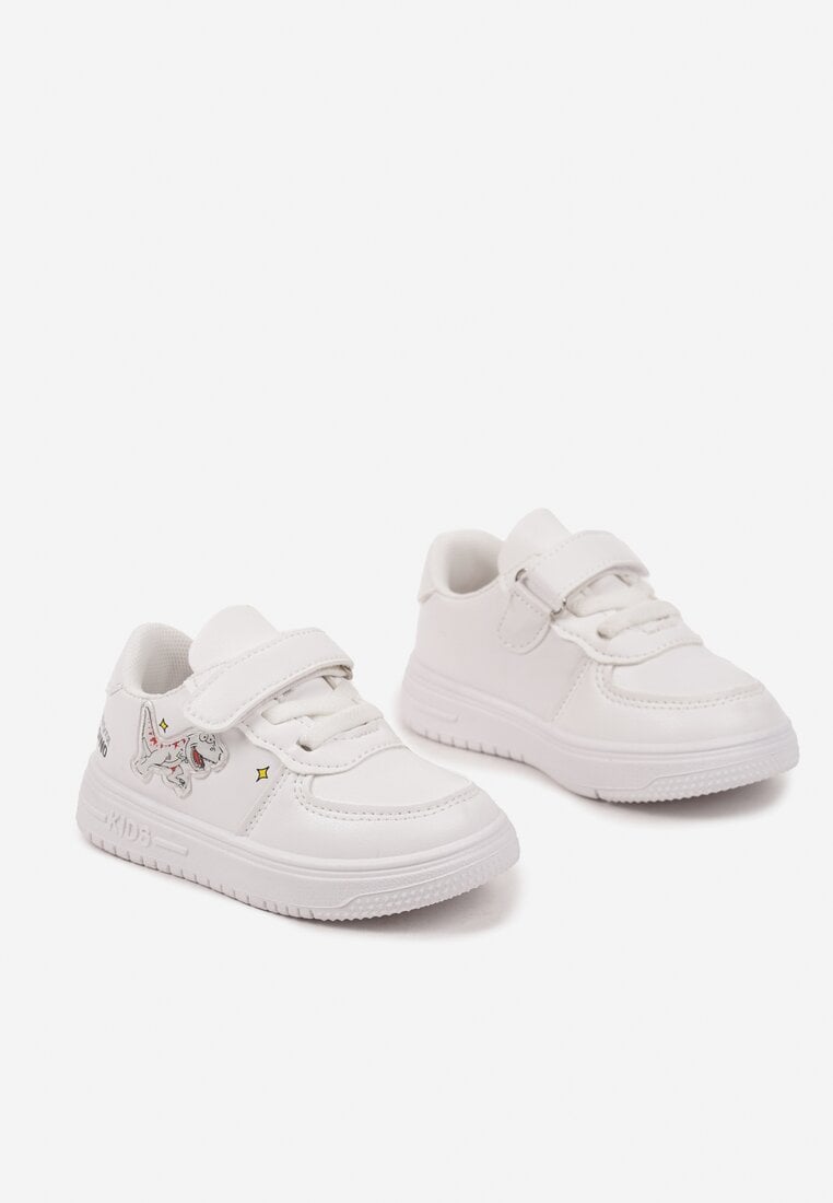 Białe Buty Sportowe Sneakersy z Rzepem i Aplikacjami 3D Arlivin