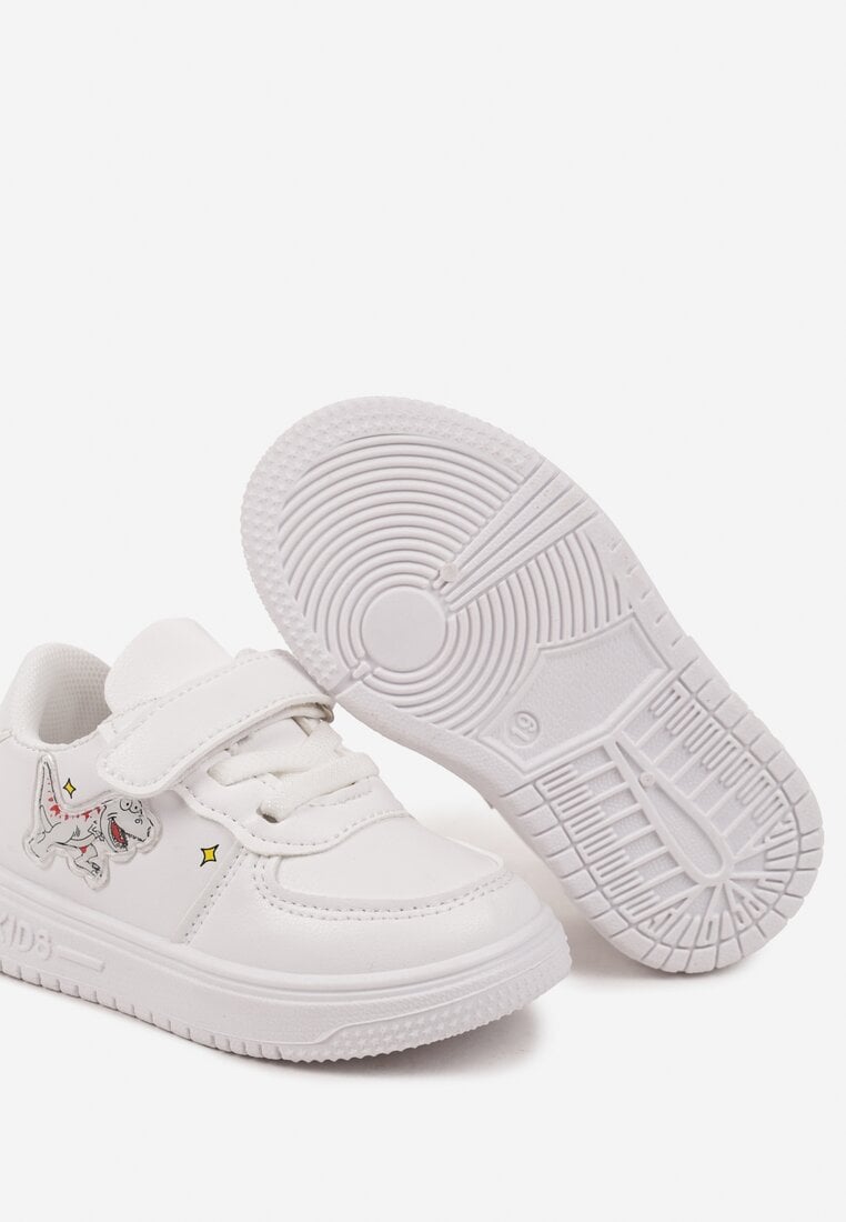 Białe Buty Sportowe Sneakersy z Rzepem i Aplikacjami 3D Arlivin