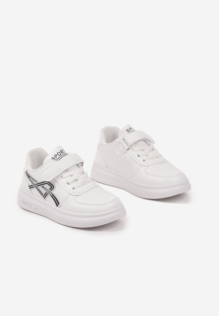 Biało-Czarne Buty Sportowe Sneakersy z Dodatkowym Zapięciem na Rzep Solivia