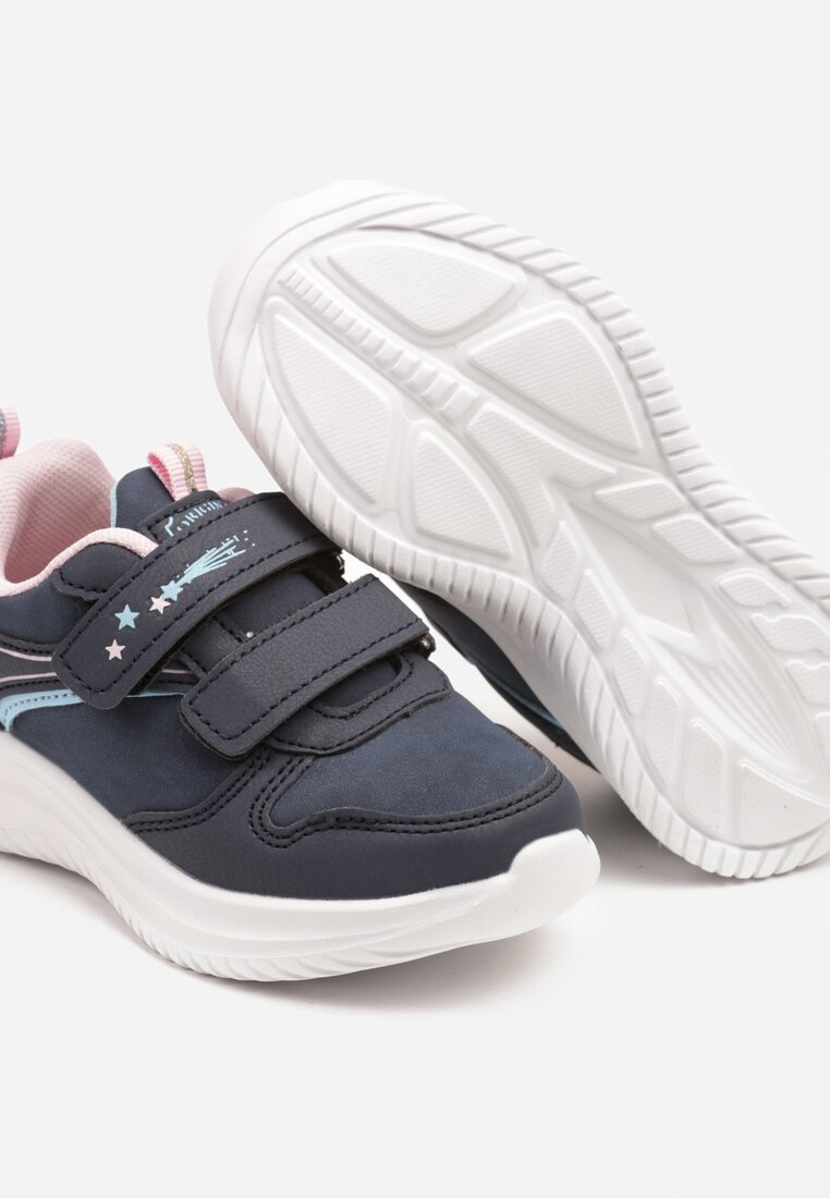 Granatowe Buty Sportowe Sneakersy z Paskami i Gwiazdkami Aralena