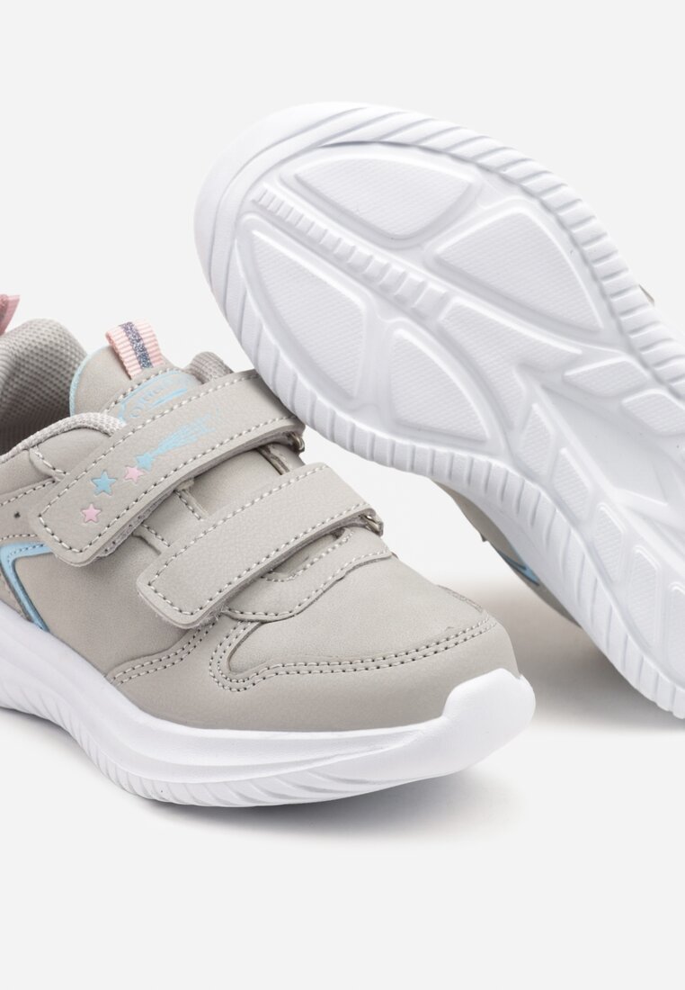 Jasnoszare Buty Sportowe Sneakersy z Perforacją i Gwiazdkami Arandorin