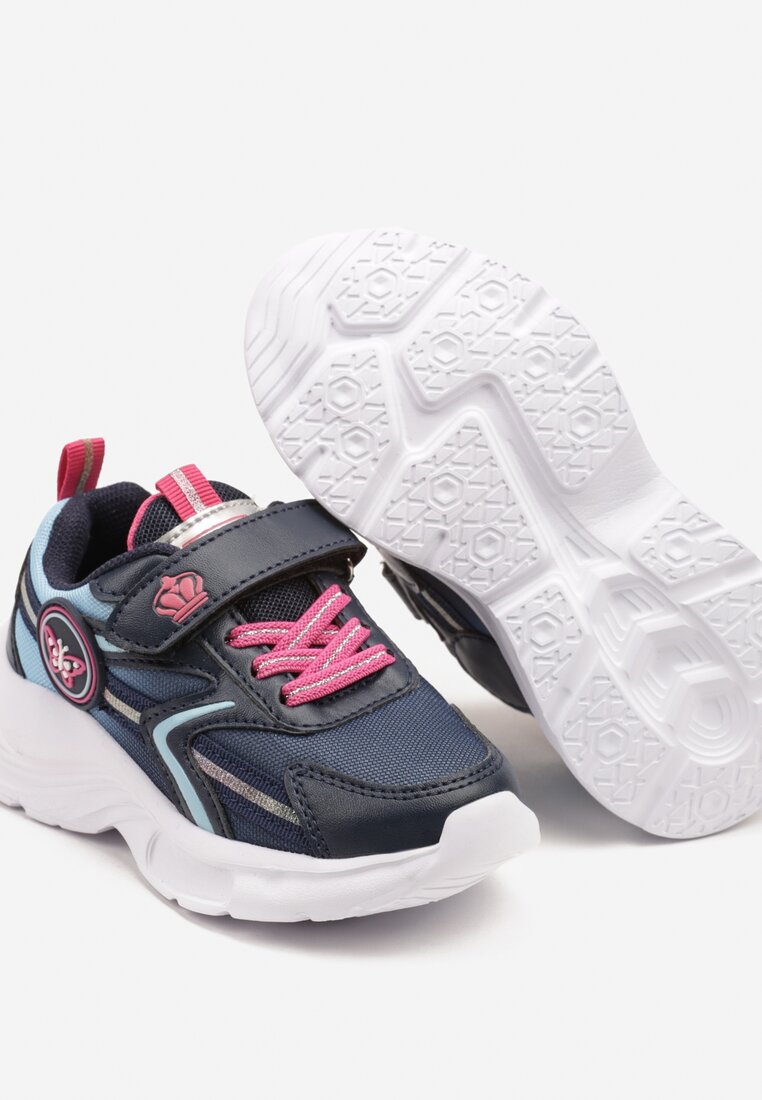 Granatowo-Niebieskie Buty Sportowe Sneakersy Ozdobiona Motylkami i Brokatem Aranilith