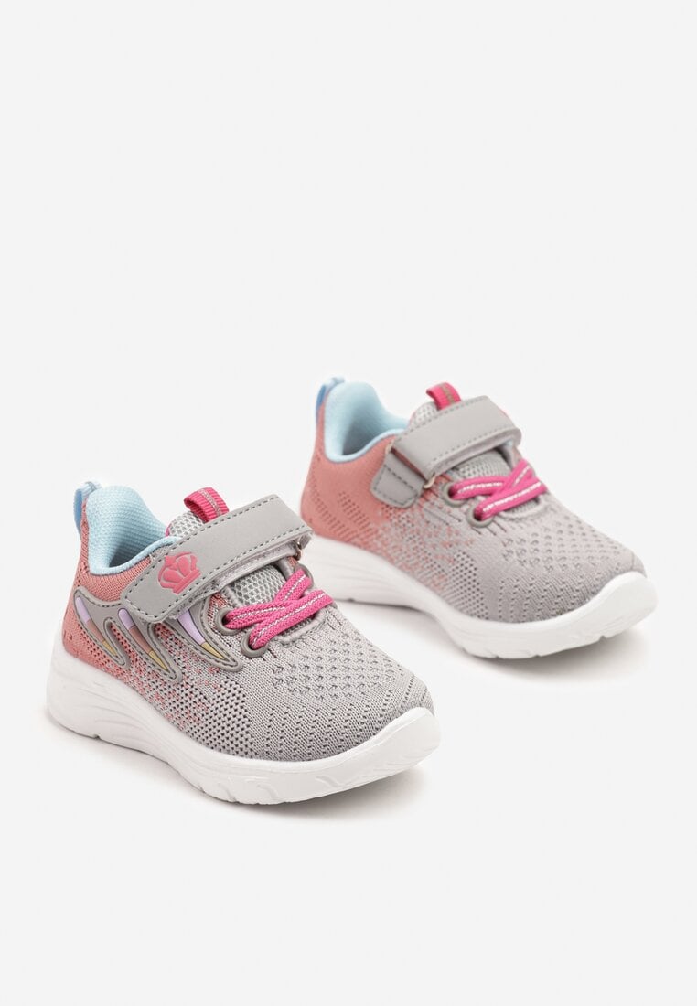 Jasnoszare Buty Sportowe z Koroną i Paskami Araviera