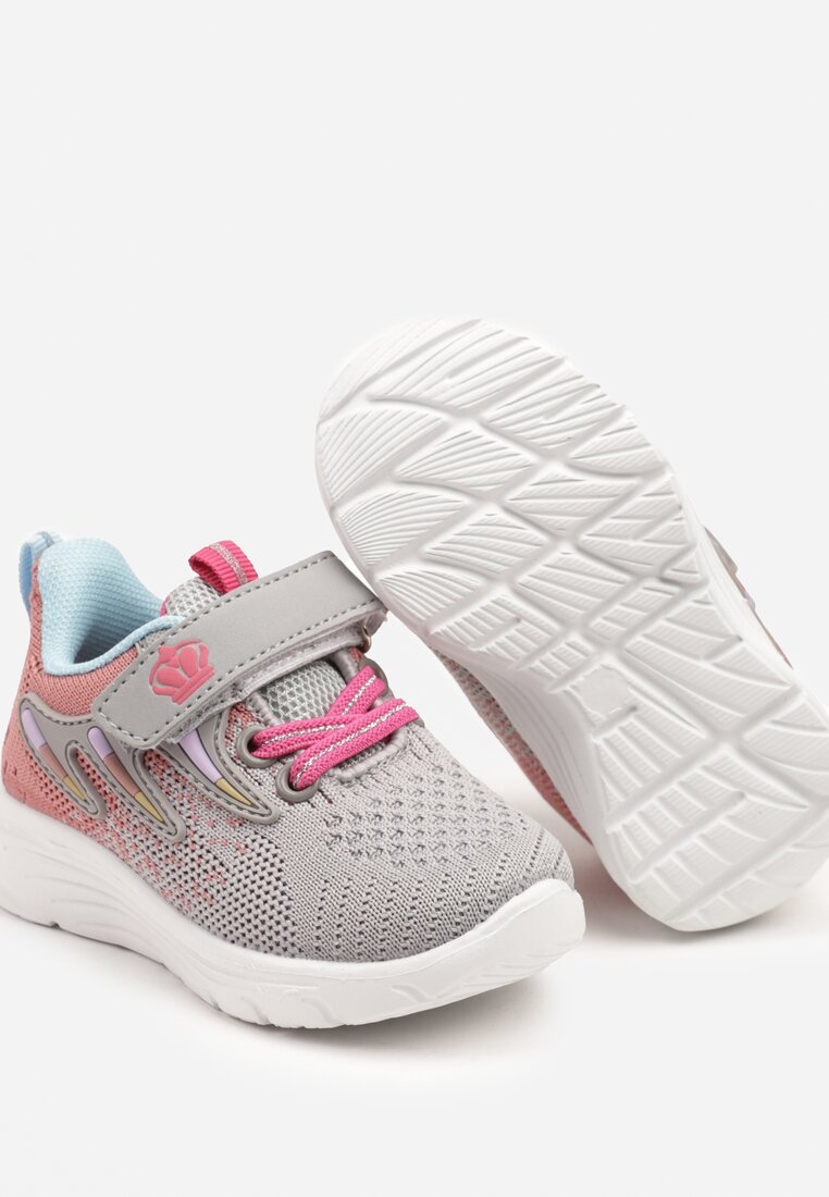 Jasnoszare Buty Sportowe z Koroną i Paskami Araviera
