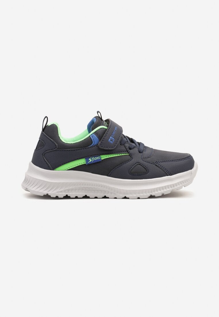 Granatowo-Zielone Buty Sportowe Sneakersy Ozdobione Napisem Ilovella
