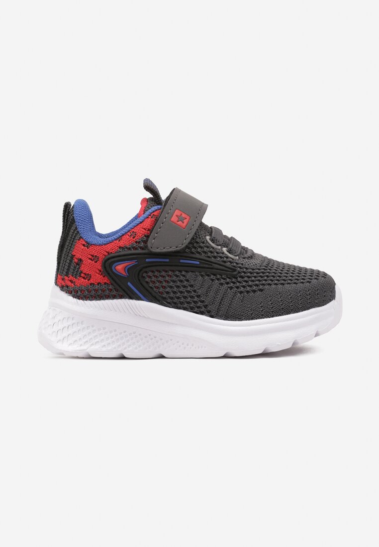 Szaro-Czerwone Buty Sportowe Sneakersy Ozdobione Gwiazdką Aramora