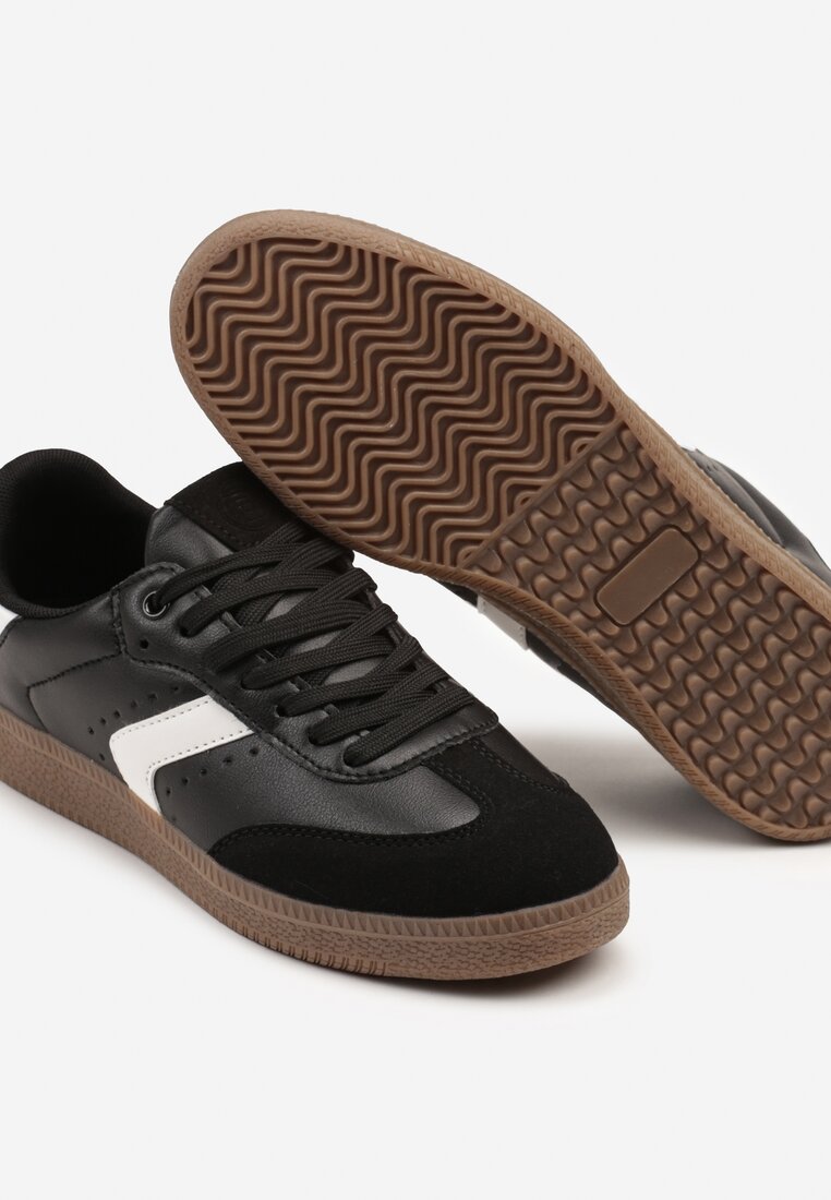 Czarne Sneakersy w Stylu Tenisówek z Perforacją Aranaria