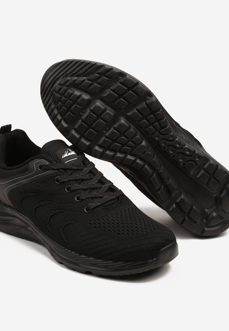 Czarne Buty Sportowe Sneakersy z Geometrycznym Wzorem Aranelora