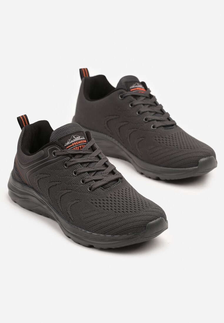 Ciemnoszare Buty Sportowe Sneakersy z Geometrycznym Wzorem Aranelora