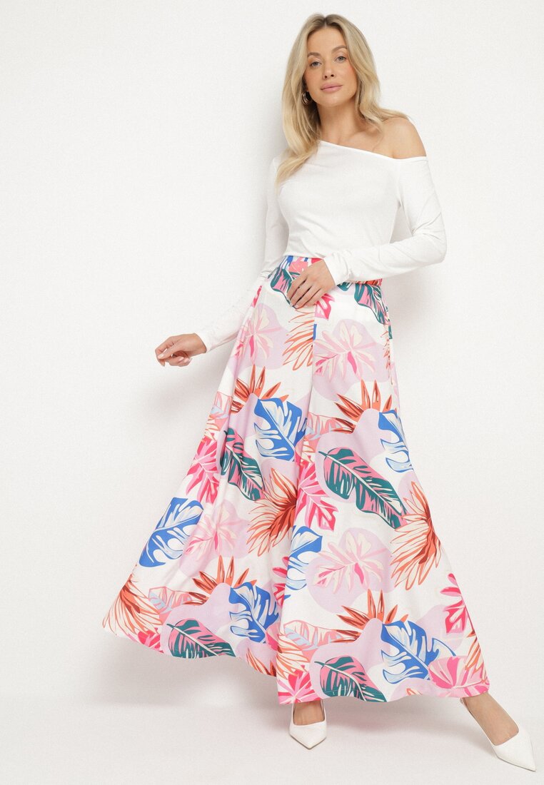 Pantaloni Alb cu roz