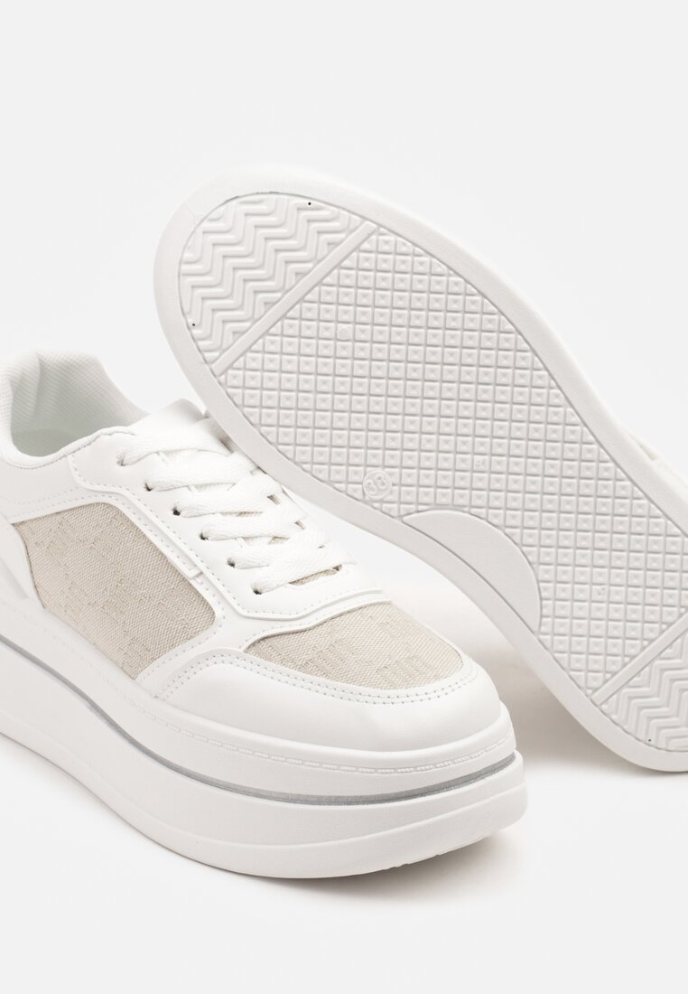Białe Sneakersy w Streetwearowym Stylu na Grubej Podeszwie Ninolia