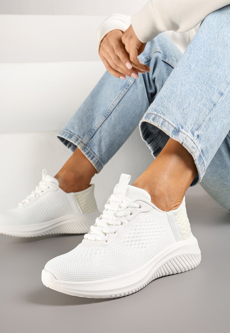 Białe Buty Sportowe Sneakersy Siateczkowe na Piankowej Podeszwie Liltebis