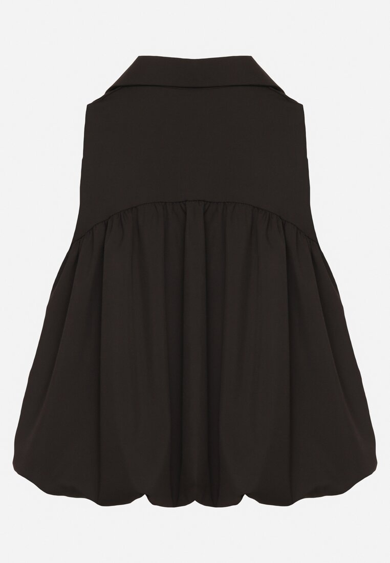 Czarna Bluza Rozkloszowana Oversize z Kołnierzykiem Eridwen