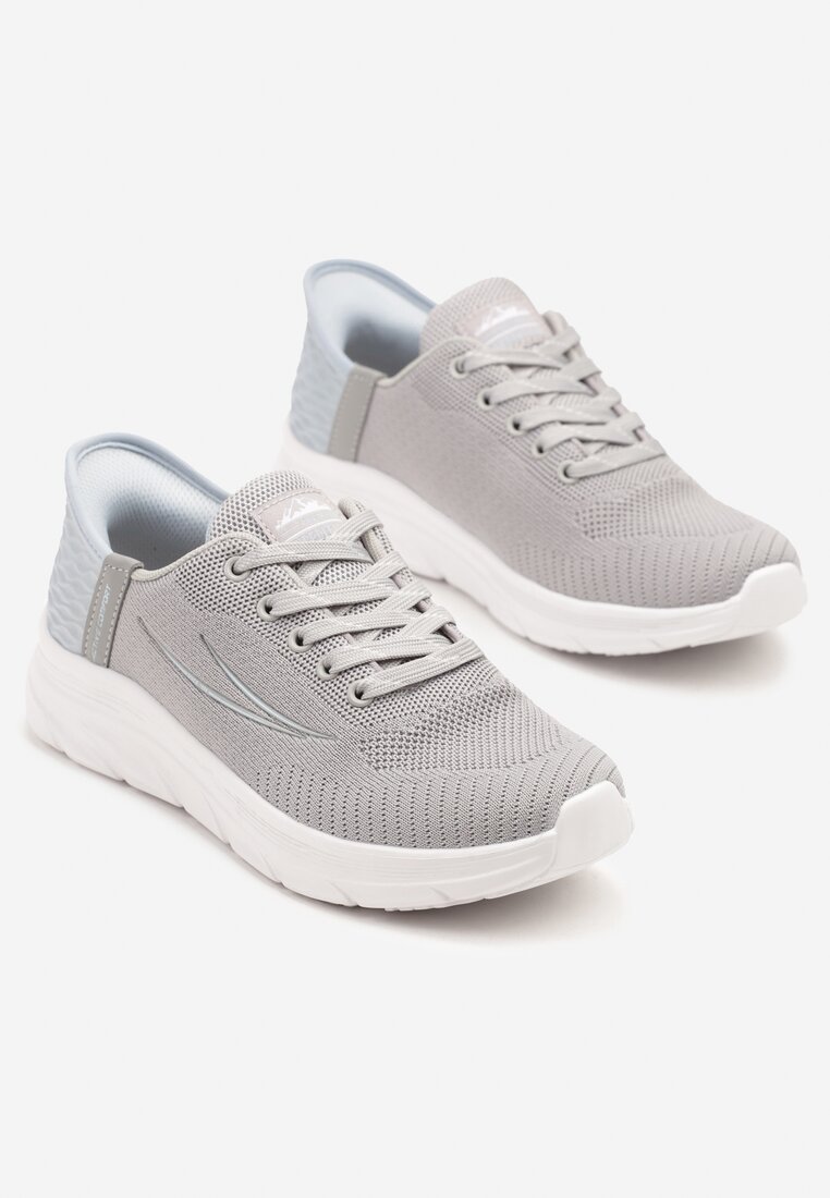 Szaro-Niebieskie Buty Sportowe Sneakersy Ozdobione Napisami i Tłoczeniem Solnelis