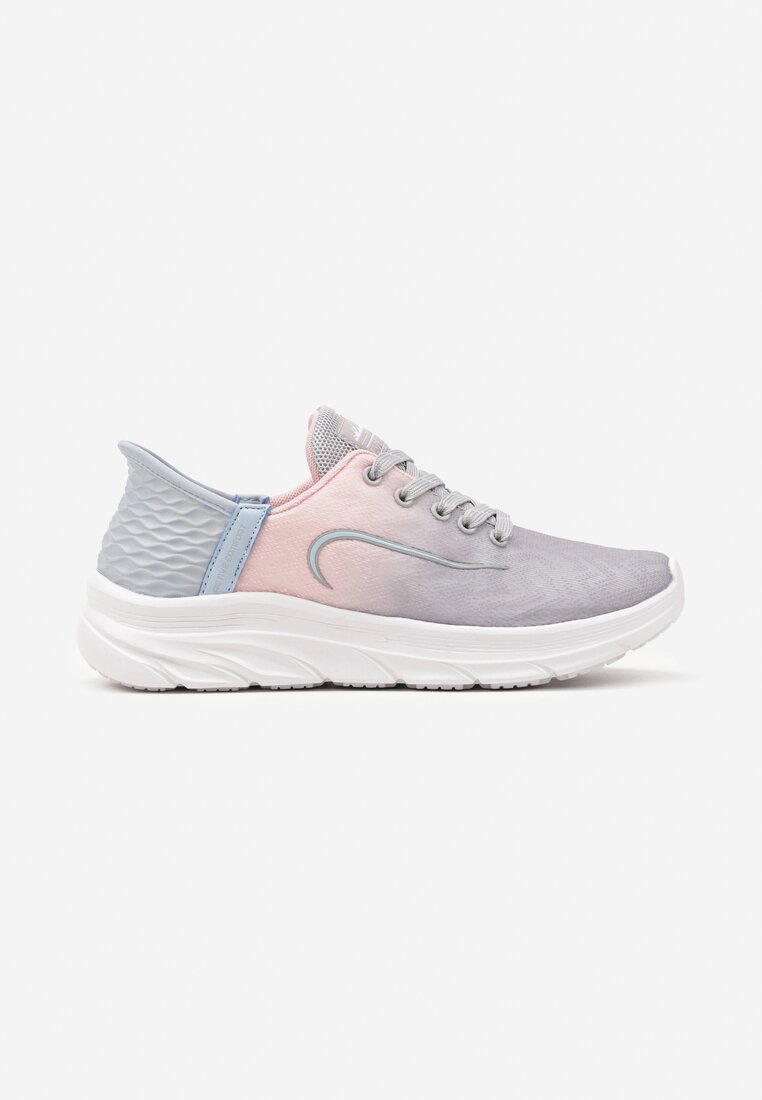 Jasnoszare Buty Sportowe Sneakersy Buty z Tłoczeniem i Ozdobnym Napisem na Boku Canisse