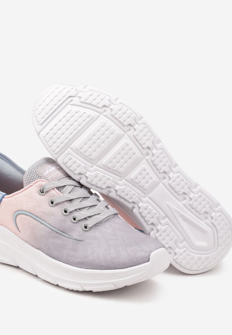 Jasnoszare Buty Sportowe Sneakersy Buty z Tłoczeniem i Ozdobnym Napisem na Boku Canisse