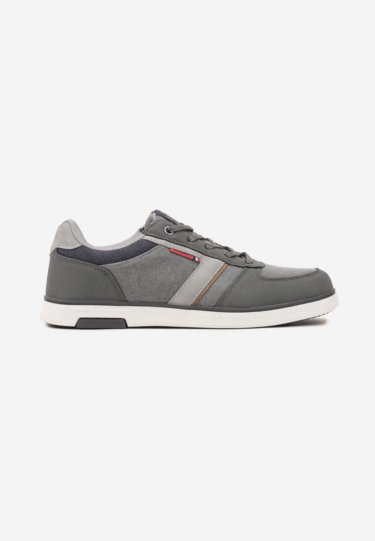 Ciemnoszare Buty Sportowe Sneakersy z Ozdobnymi Przeszyciami Poltia