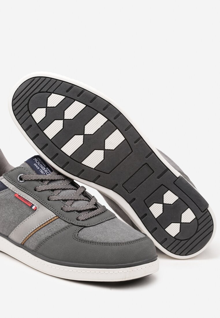 Ciemnoszare Buty Sportowe Sneakersy z Ozdobnymi Przeszyciami Poltia