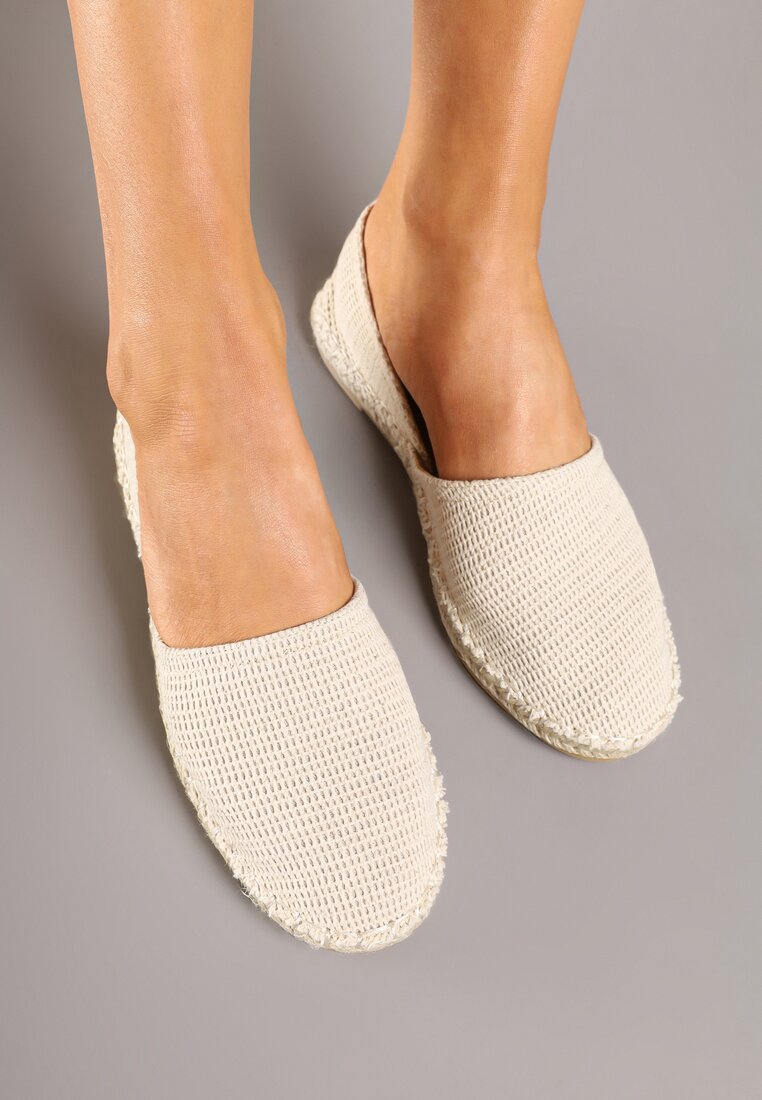 Jasnobeżowe Espadryle  z Plecionką i Wyciętą Cholewką Prommea