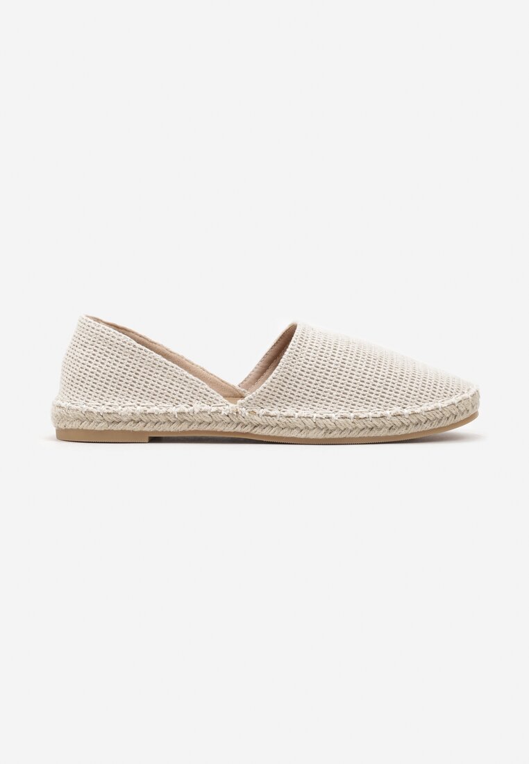 Jasnobeżowe Espadryle  z Plecionką i Wyciętą Cholewką Prommea
