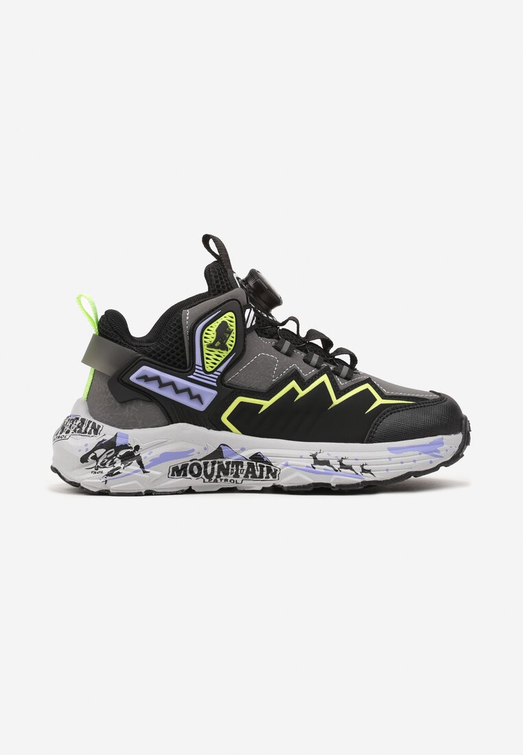 Czarno-Zielone Wsuwane Buty Sportowe Sneakersy z Naszywkami Weralin