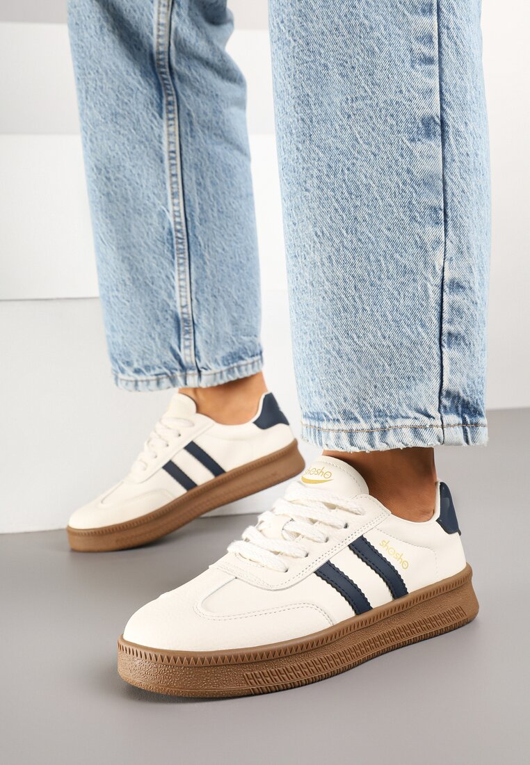Sneakers Bej cu bleumarin