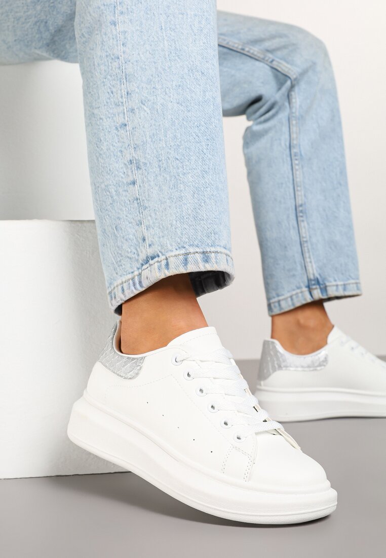 Sneakers Alb cu argintiu