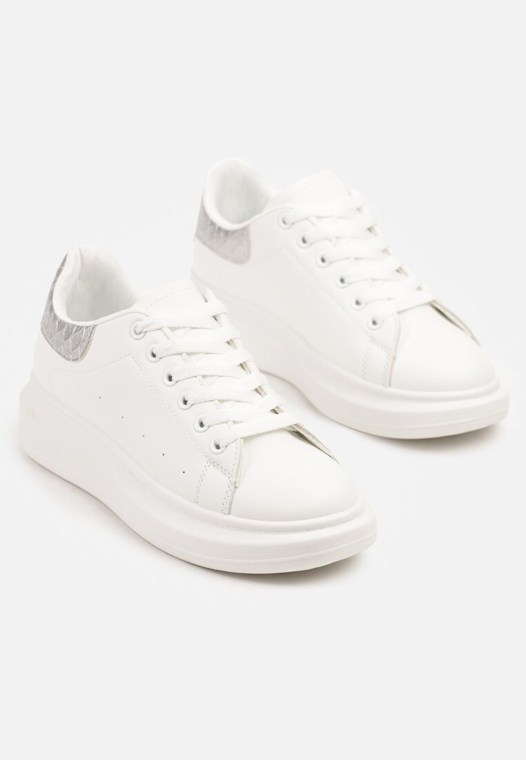 Sneakers Alb cu argintiu