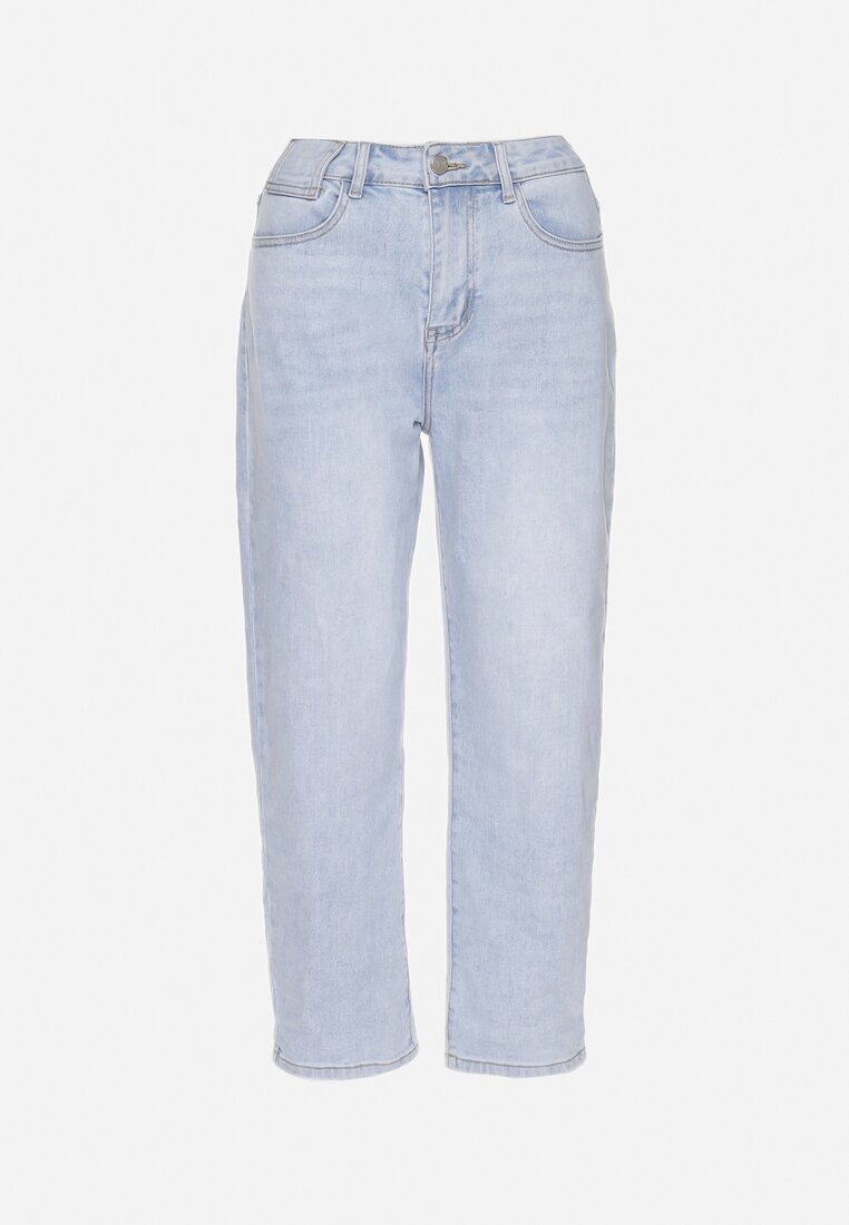 Jasnoniebieskie Jeansy Mom Fit z Wysokim Stanem Milapia