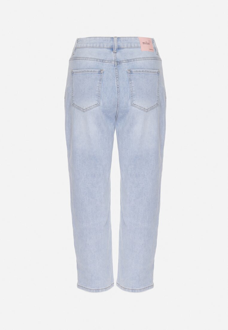 Jasnoniebieskie Jeansy Mom Fit z Wysokim Stanem Milapia