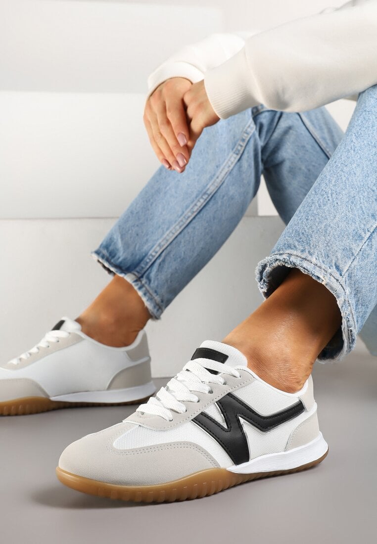 Szaro-Czarne Sneakersy w Stylu Kultowych Tenisówek Tultia