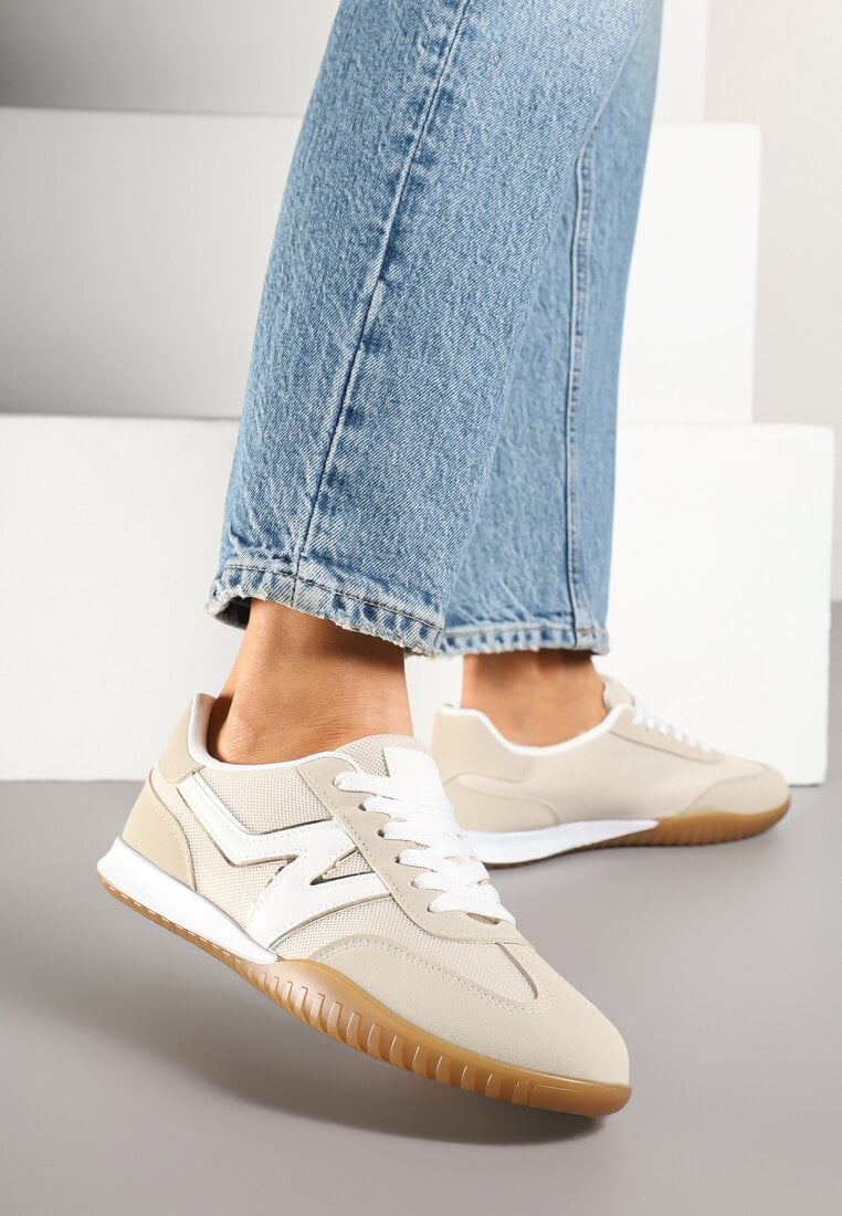 Beżowe Sneakersy w Stylu Kultowych Tenisówek Tultia
