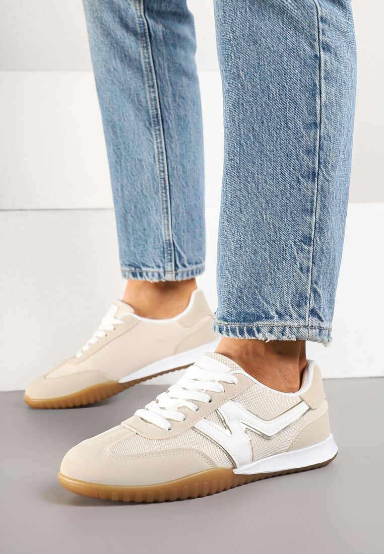 Beżowe Sneakersy w Stylu Kultowych Tenisówek Tultia