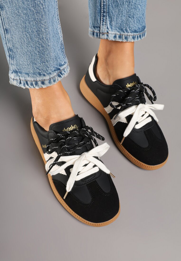 Sneakers Negri cu bej