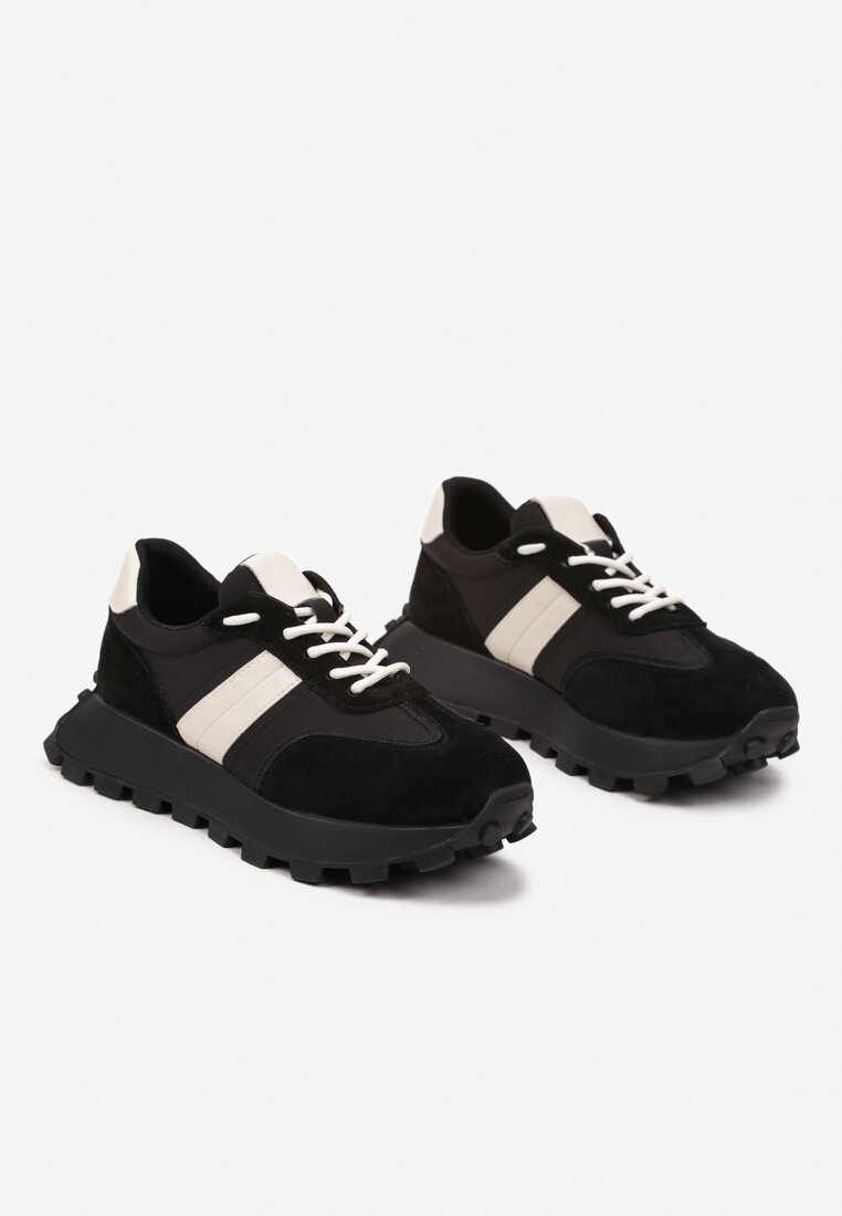 Sneakers Negri cu bej