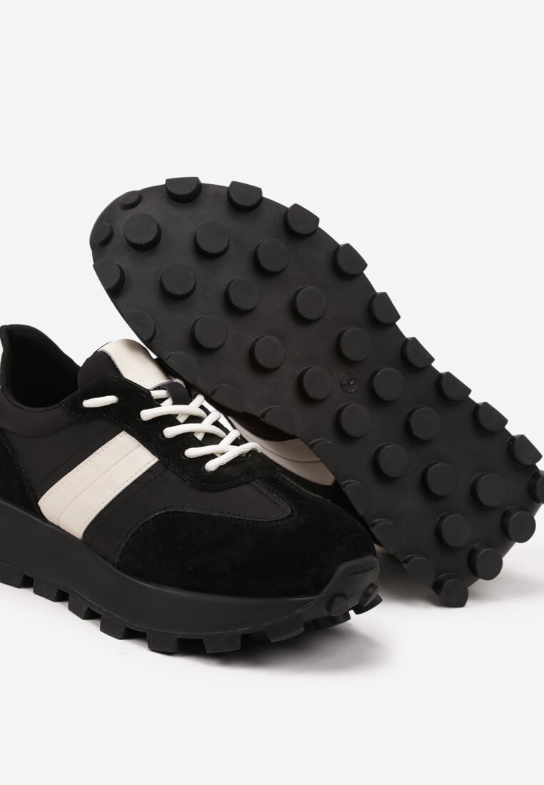 Sneakers Negri cu bej