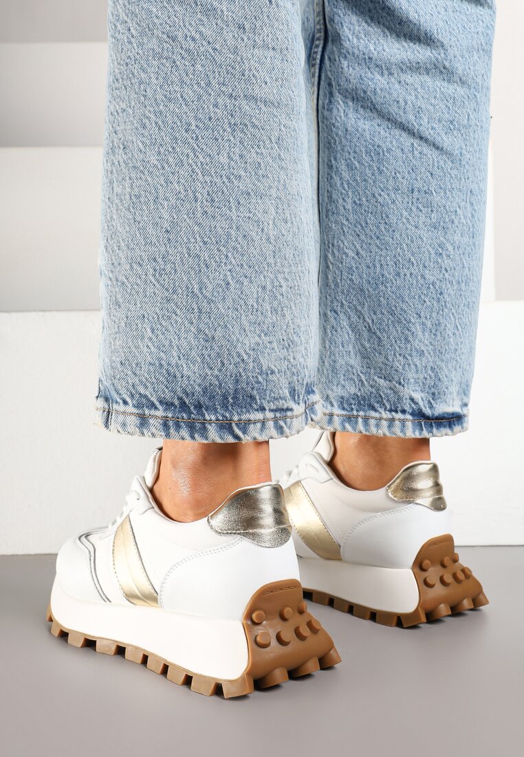 Sneakers Alb cu auriu